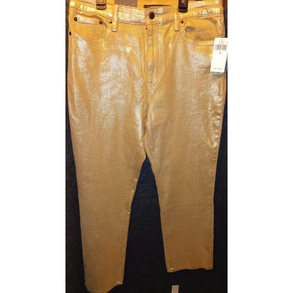 Ralph Lauren Women High Rise Ankle Straight Jeans Belle Wash Gold Size 12 $175